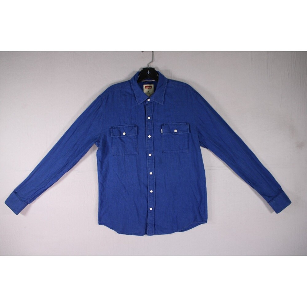 Levi's Men's Blue Western Pearl Snap Long Sleeve Shirt Size Medium M